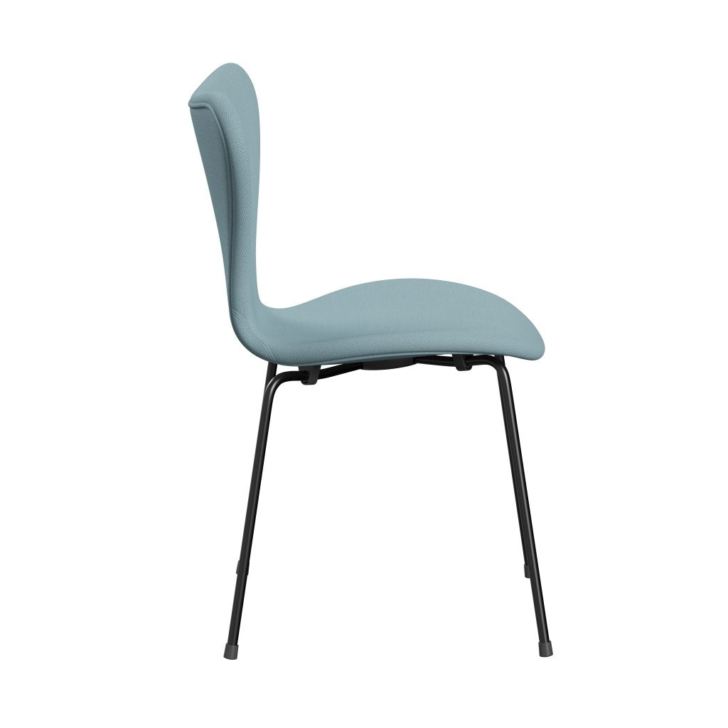 Fritz Hansen 3107 Chair Full Upholstery, Black/Steelcut Pastel Blue