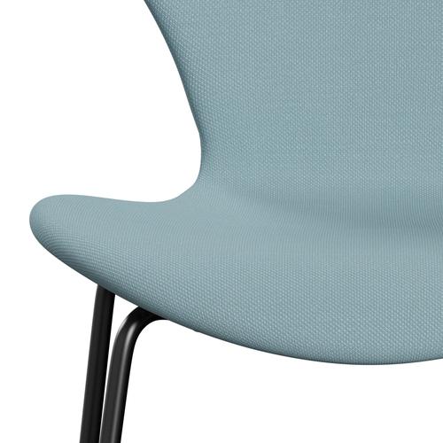 Fritz Hansen 3107 Silla tapicería completa, negro/acero azul pastel azul