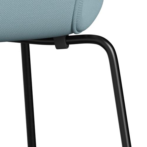 Fritz Hansen 3107 Silla tapicería completa, negro/acero azul pastel azul