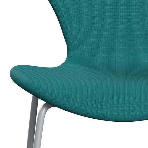 Fritz Hansen 3107 chaise complète complète, gris argenté / renommée turquoise (F67016)