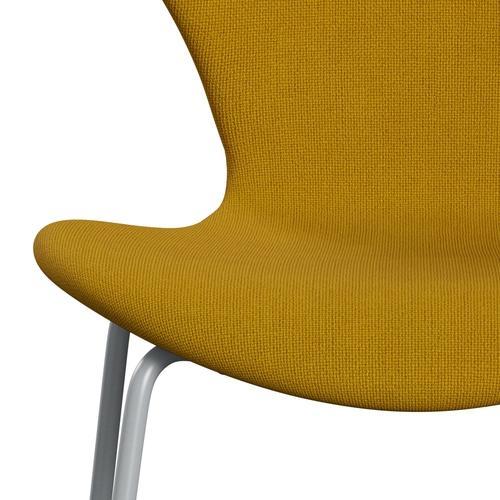 Fritz Hansen 3107 Stuhl Vollpolsterung, Silbergrau/Hallingdal Senf