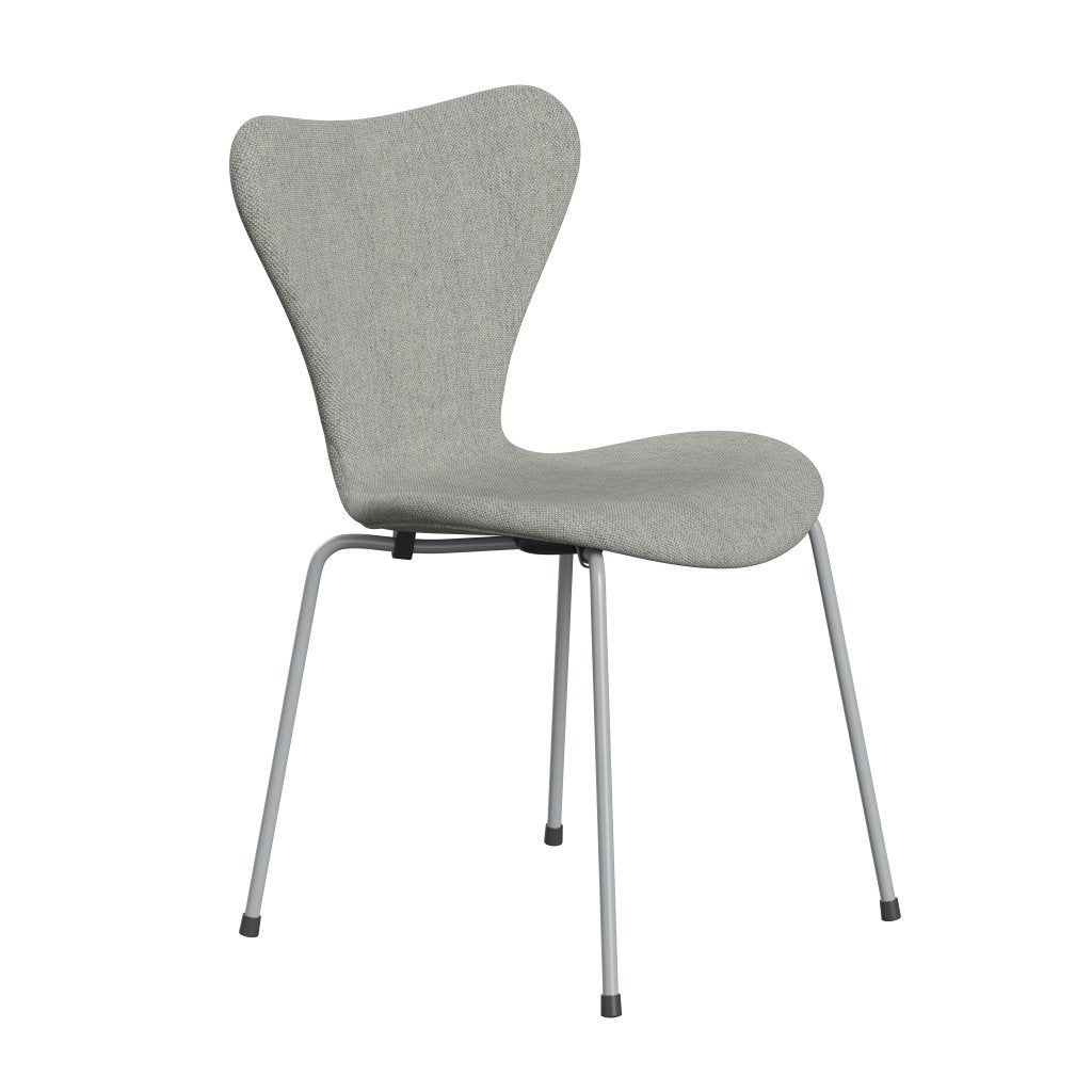 Fritz Hansen 3107 chaise complète complète, gris argenté / Hallingdal blanc / gris