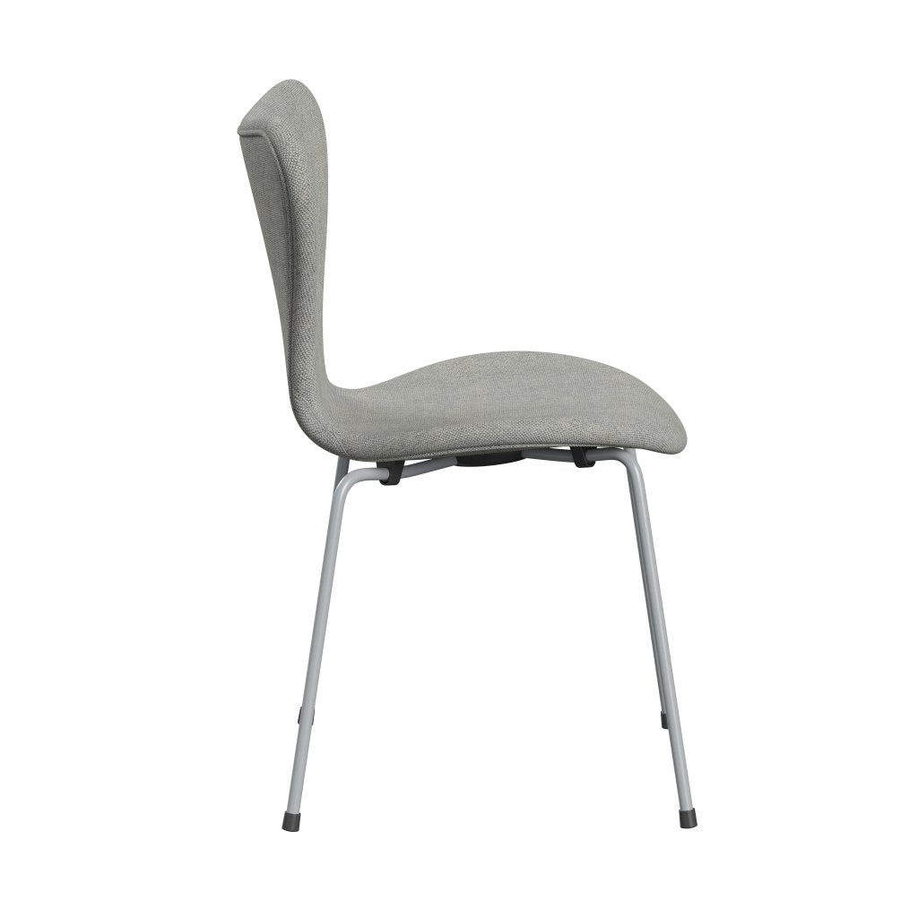 Fritz Hansen 3107 Stuhl Vollpolsterung, Silbergrau/Hallingdal Weiß/Grau