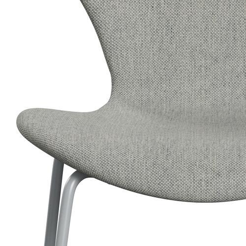 Fritz Hansen 3107 chaise complète complète, gris argenté / Hallingdal blanc / gris