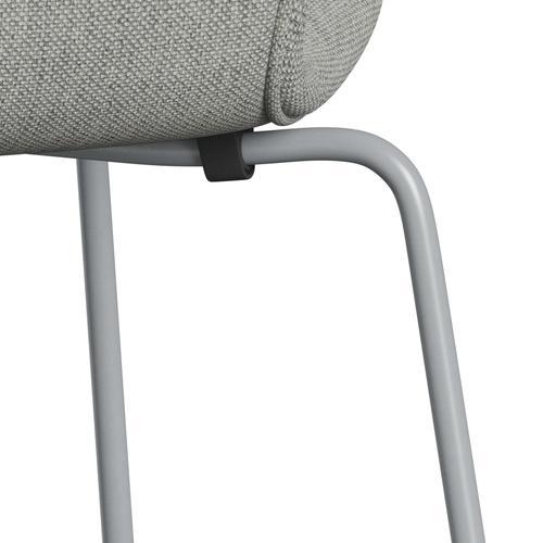 Fritz Hansen 3107 chaise complète complète, gris argenté / Hallingdal blanc / gris