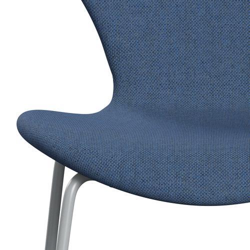 Fritz Hansen 3107 chaise complète complète, gris argenté / RE Bleu / Natural