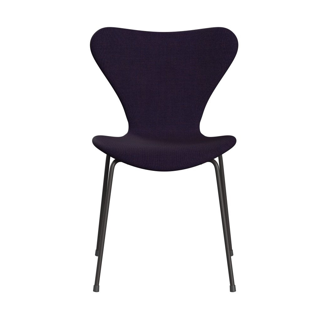 Fritz Hansen 3107 Silla tapicería completa, grafito cálido/lienzo azul marino