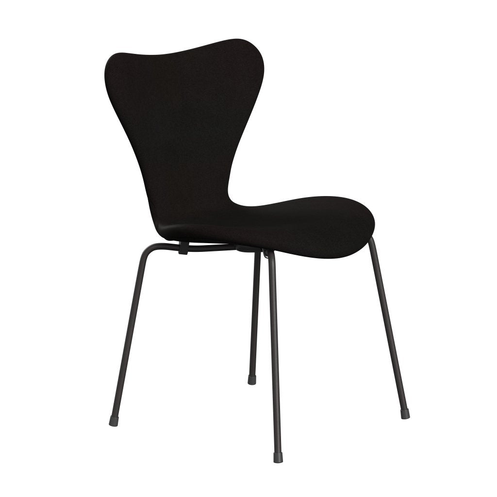 Fritz Hansen 3107 chaise complète complète, graphite chaud / Divina Brown foncé (Div384)