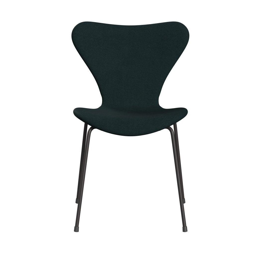 Fritz Hansen 3107 chaise complète complète, graphite chaud / divina vert foncé (div886)