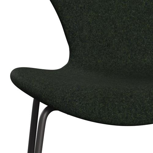 Fritz Hansen 3107 chaise complète complète, graphite chaud / divina md moss vert