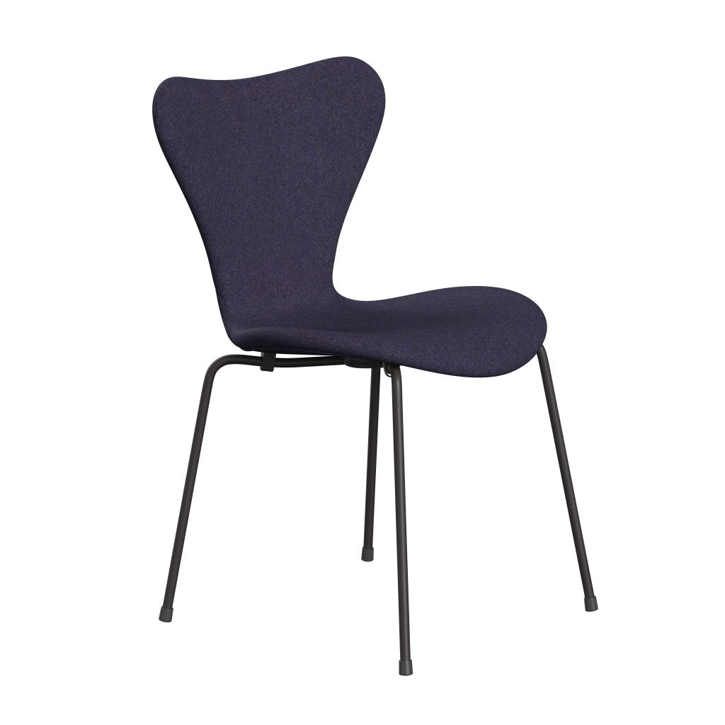 Fritz Hansen 3107 chaise complète complète, graphite chaud / divina md bleu poussiéreux