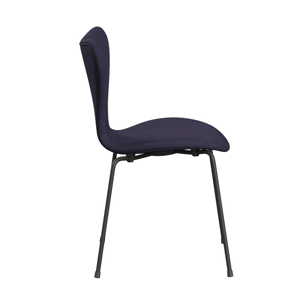 Fritz Hansen 3107 chaise complète complète, graphite chaud / divina md bleu poussiéreux