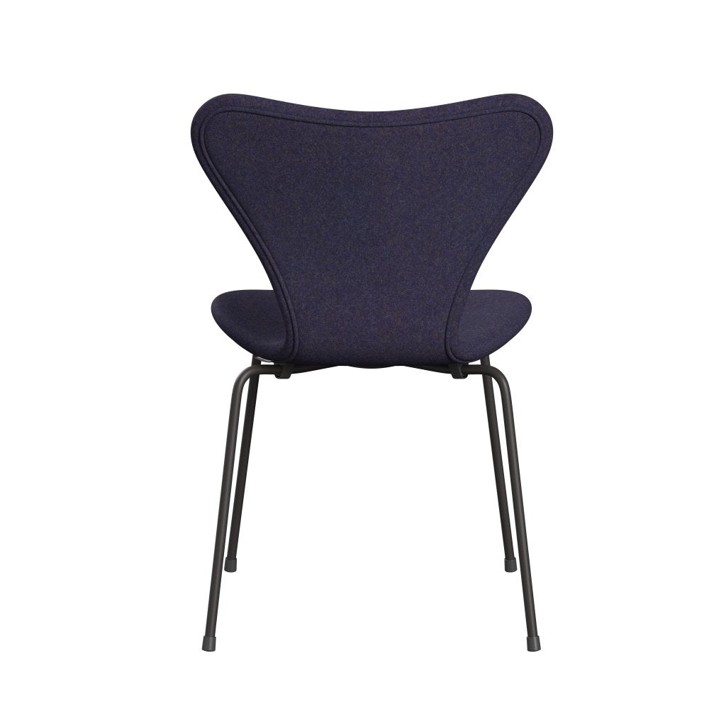 Fritz Hansen 3107 chaise complète complète, graphite chaud / divina md bleu poussiéreux