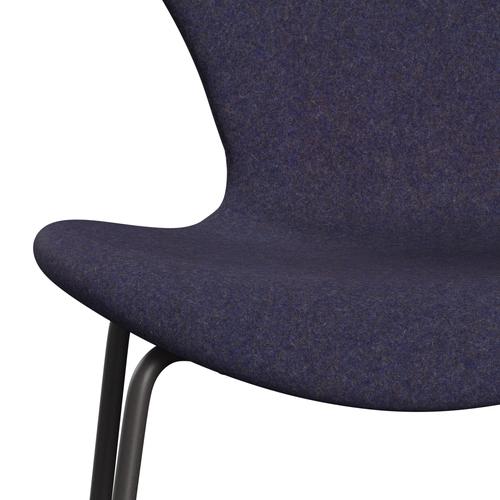 Fritz Hansen 3107 chaise complète complète, graphite chaud / divina md bleu poussiéreux