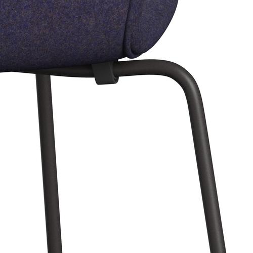 Fritz Hansen 3107 chaise complète complète, graphite chaud / divina md bleu poussiéreux