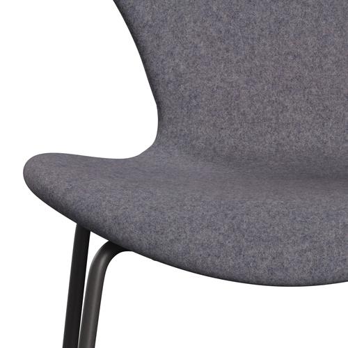 Fritz Hansen 3107 chaise complète complète, graphite chaud / divina md gris bleu doux