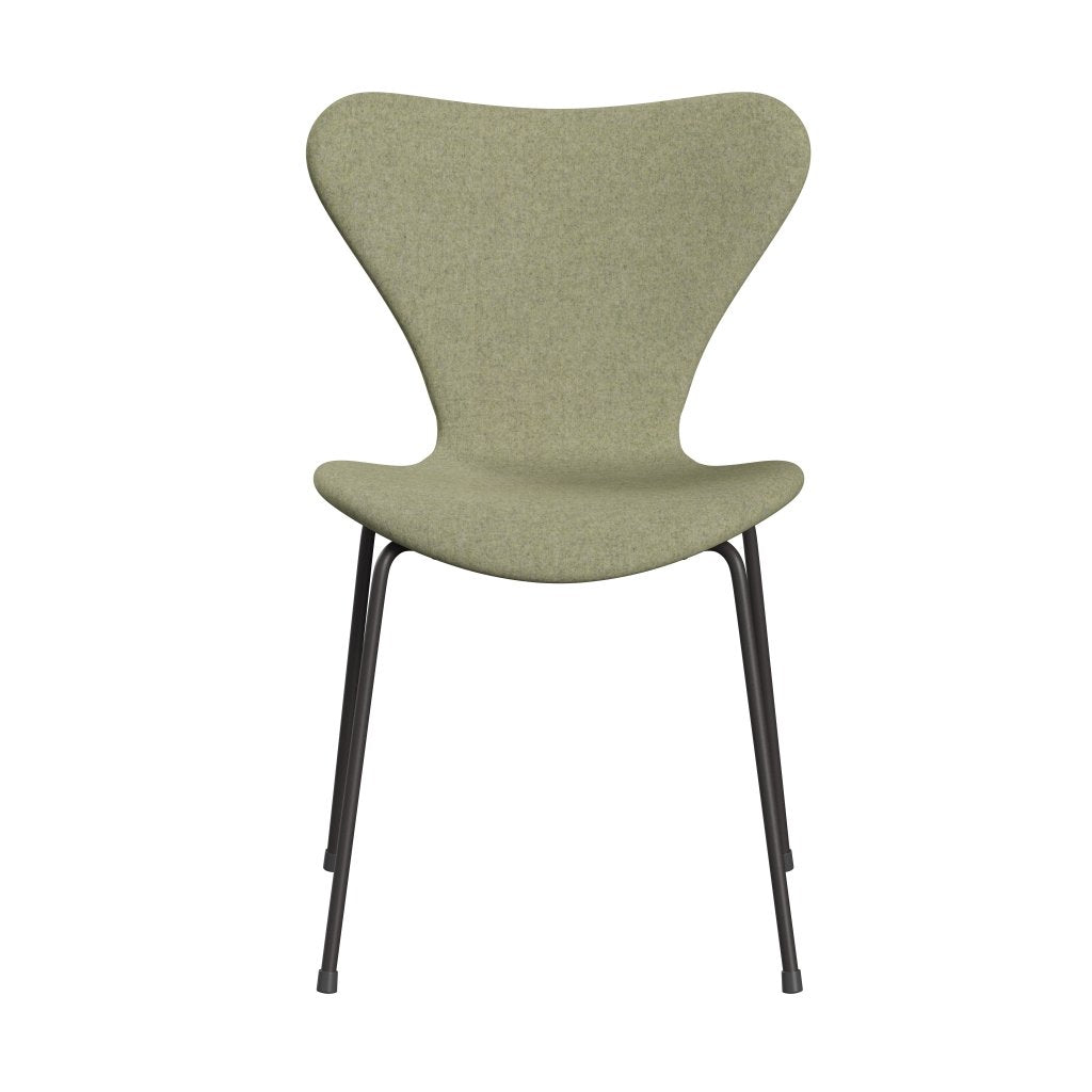 Fritz Hansen 3107 chaise complète complète, graphite chaud / divina md vert doux