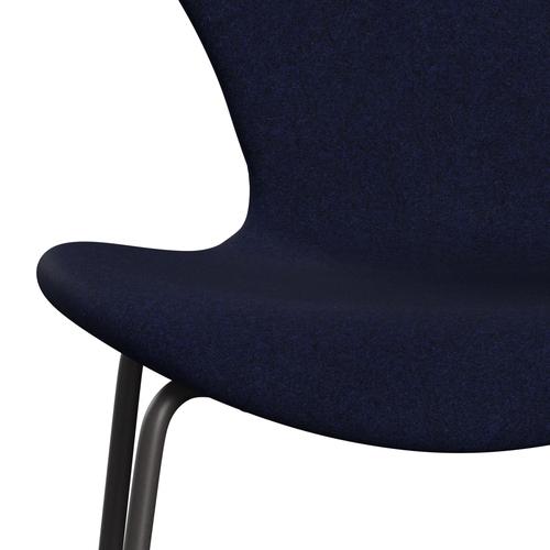 Fritz Hansen 3107 chaise complète complète, graphite chaud / divina melange bleu foncé