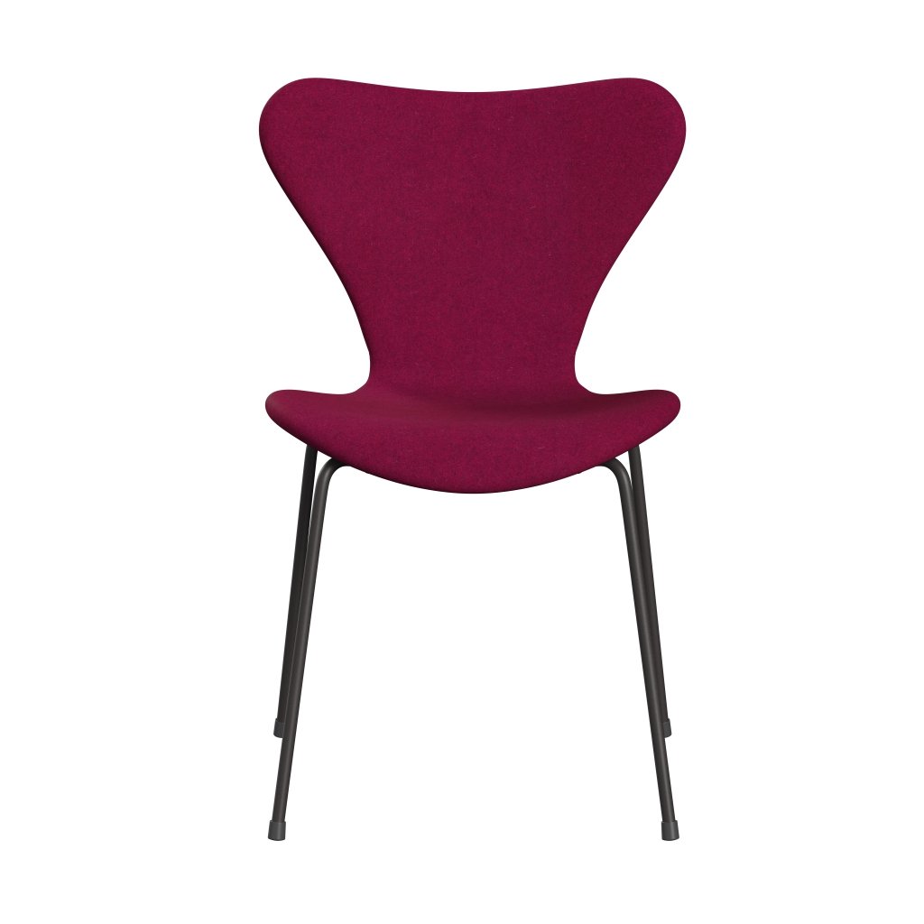 Fritz Hansen 3107 Stuhl Vollpolsterung, Warm Graphite/Divina Melange Lipstick Pink