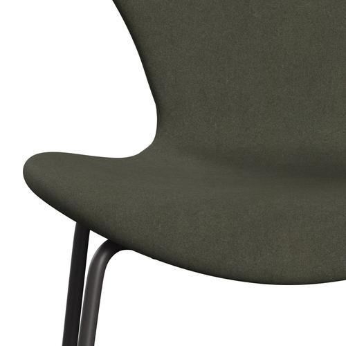 Fritz Hansen 3107 chaise complète complète, graphite chaud / divina Green militaire