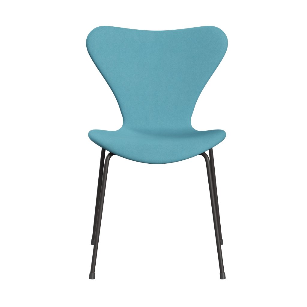 Fritz Hansen 3107 chaise complète complète, graphite chaud / divina Lumière turquoise