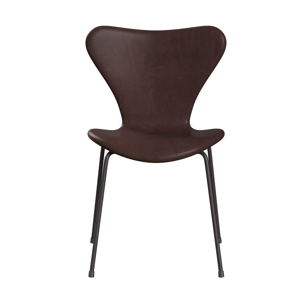 Fritz Hansen 3107 chaise pleine d'ameublement, graphite chaleureux / étreinte chocolat