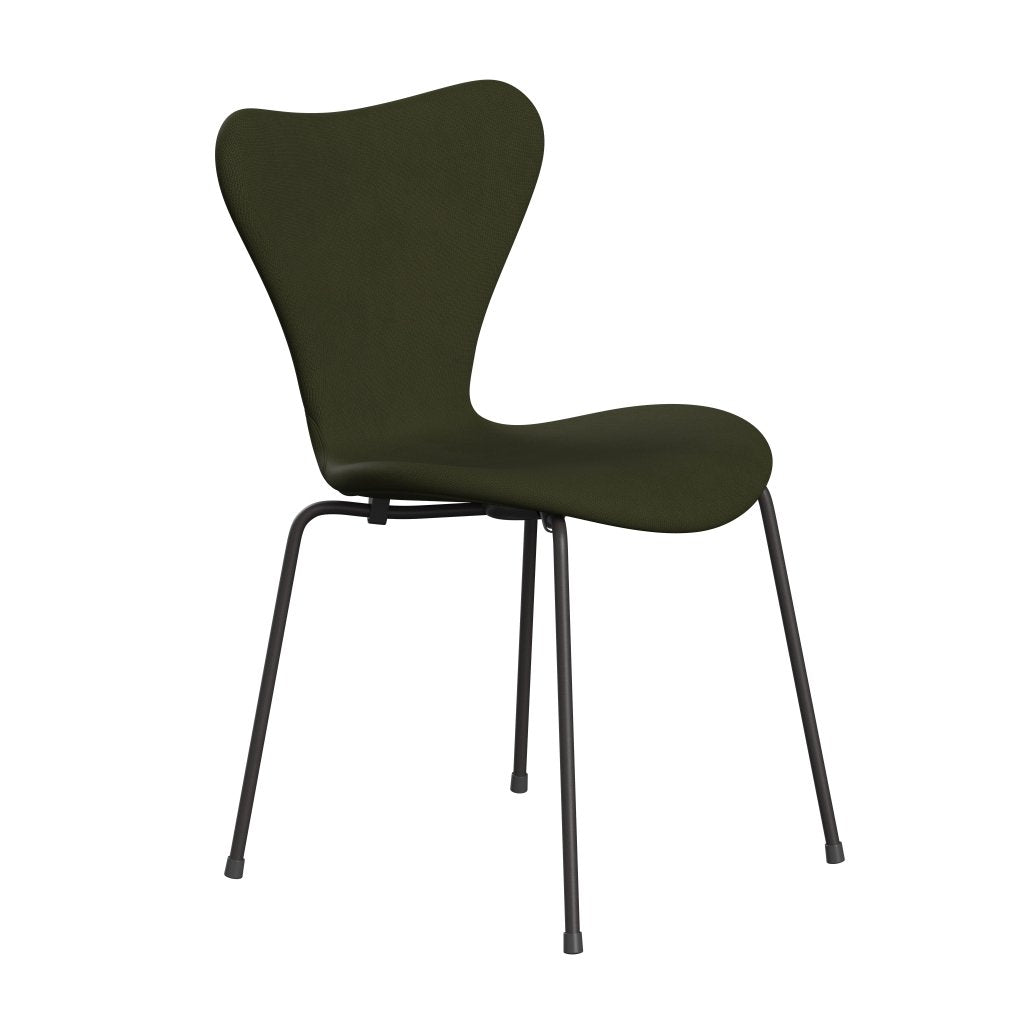 Fritz Hansen 3107 Stuhl Vollpolsterung, Warm Graphit/Fame Dunkelbraun Grün