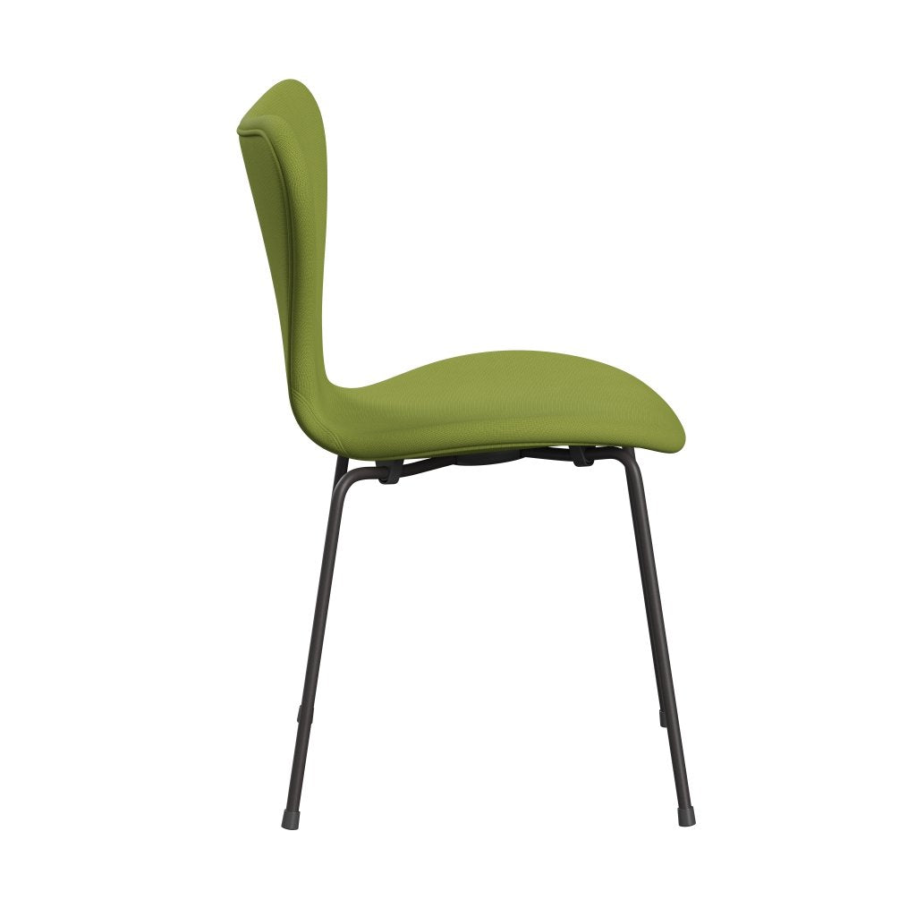 Fritz Hansen 3107 chaise pleine d'ameublement, graphite chaud / renommée Green clair