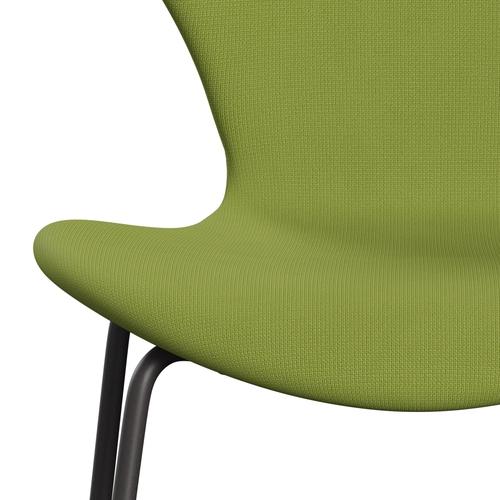 Fritz Hansen 3107 Stuhl Vollpolsterung, Warm Graphite/Fame Light Grass Green