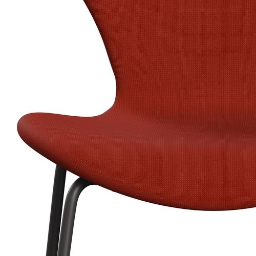 Fritz Hansen 3107 chaise complète complète, graphite chaud / renommée rouge orange