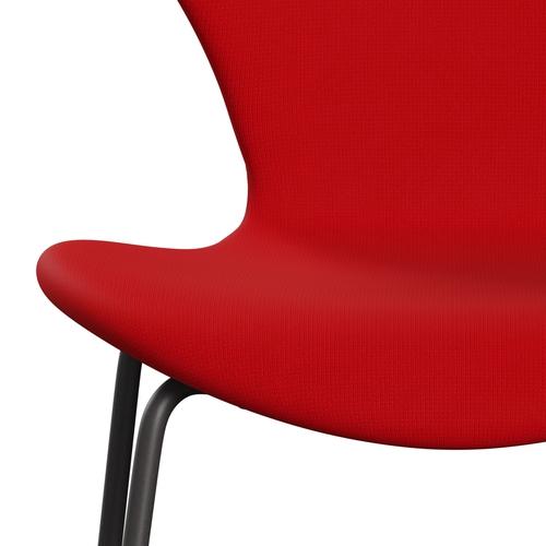 Fritz Hansen 3107 Stuhl Vollpolsterung, Warm Graphit/Fame Red (F64119)