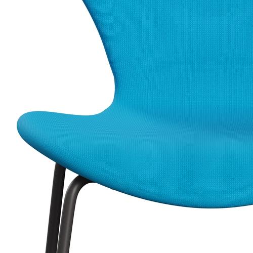 Fritz Hansen 3107 chaise complète complète, graphite chaud / renommée turquoise chaude