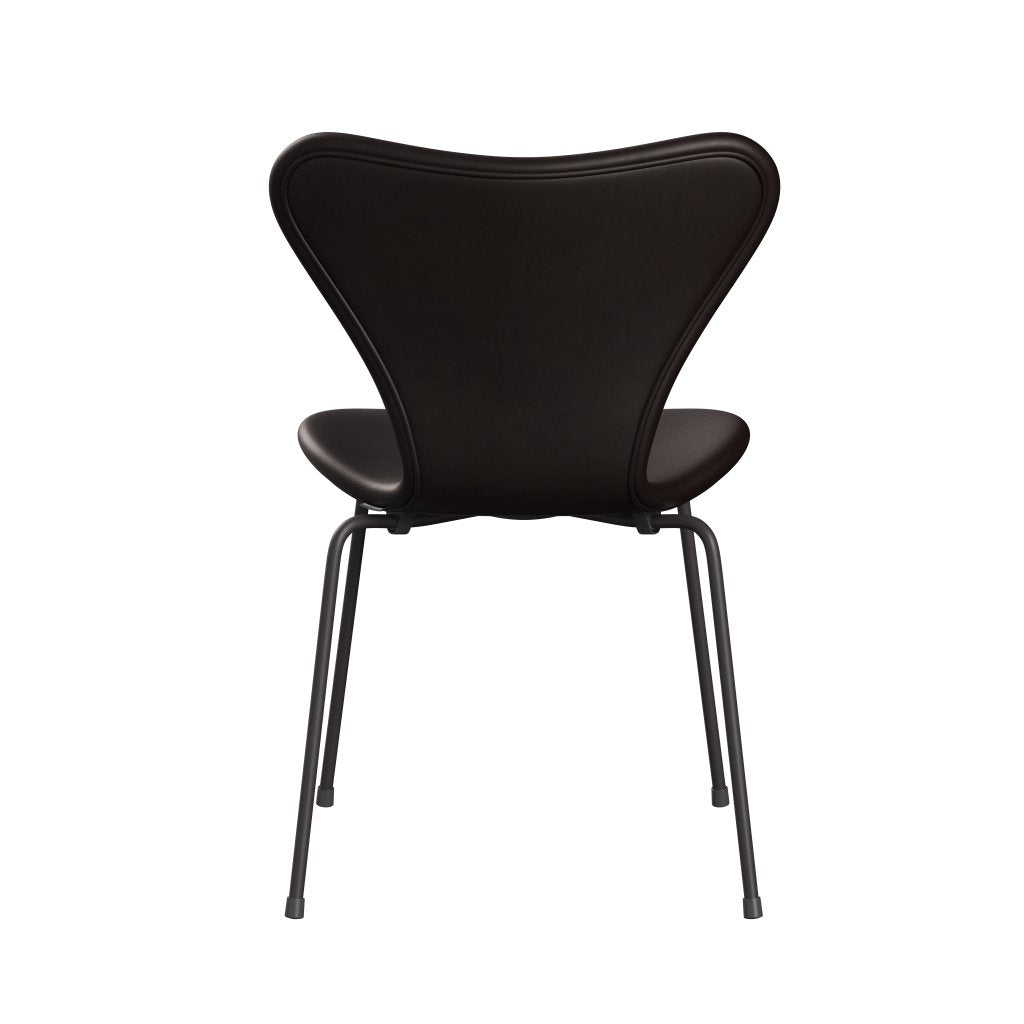 Fritz Hansen 3107 sedia piena tappezzeria, grafite calda/grazia marrone scuro