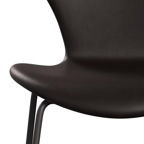 Fritz Hansen 3107 chaise complète complète, graphite chaud / Grace brun foncé