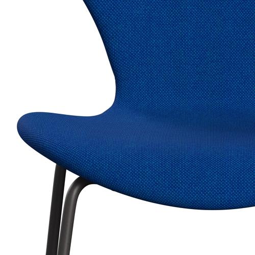 Fritz Hansen 3107 chaise complète complète, graphite chaleureux / turquoise bleu et léger Hallingdal