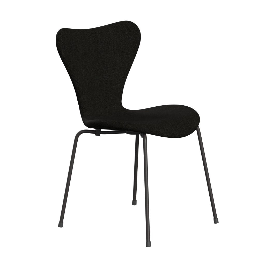 Fritz Hansen 3107 Silla tapicería completa, grafito cálido/Hallingdal marrón/gris oscuro