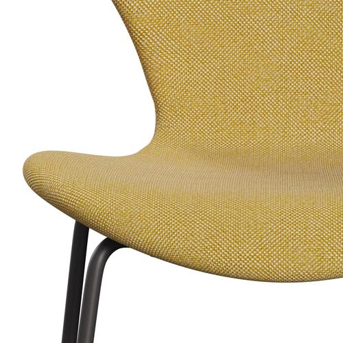 Fritz Hansen 3107 chaise complète complète, graphite chaud / hallingdal jaune / blanc