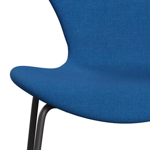 Fritz Hansen 3107 sedia piena tappezzeria, grafite calda/blu chiaro di Hallingdal