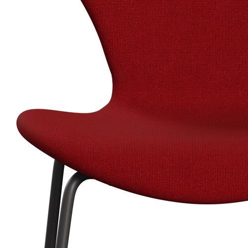 Fritz Hansen 3107 chaise complète complète, graphite chaud / Hallingdal Classic rouge