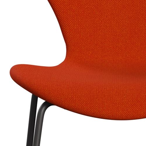 Fritz Hansen 3107 chaise complète complète, graphite chaud / hallingdal rouge / orange