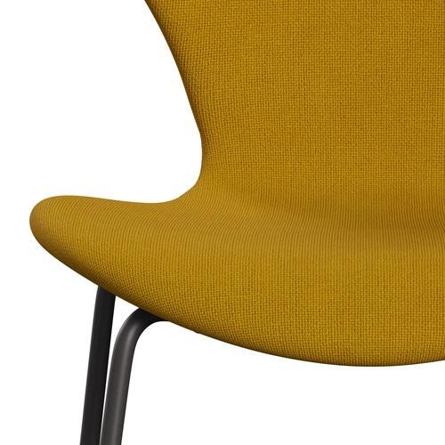 Fritz Hansen 3107 chaise pleine d'ameublement, graphite chaud / moutarde d'Hallingdal