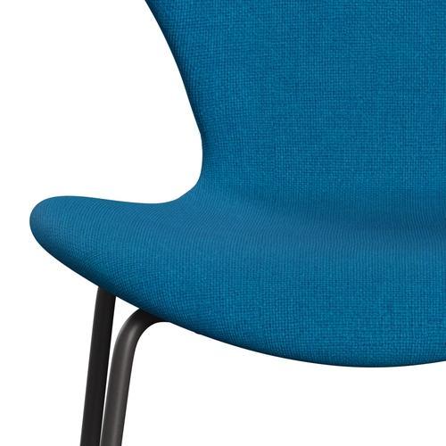 Fritz Hansen 3107 chaise complète complète, graphite chaud / turquoise Hallingdal