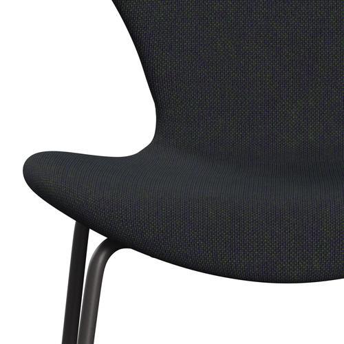 Fritz Hansen 3107 chaise pleine d'ameublement, graphite chaud / violet hallingdal / vert