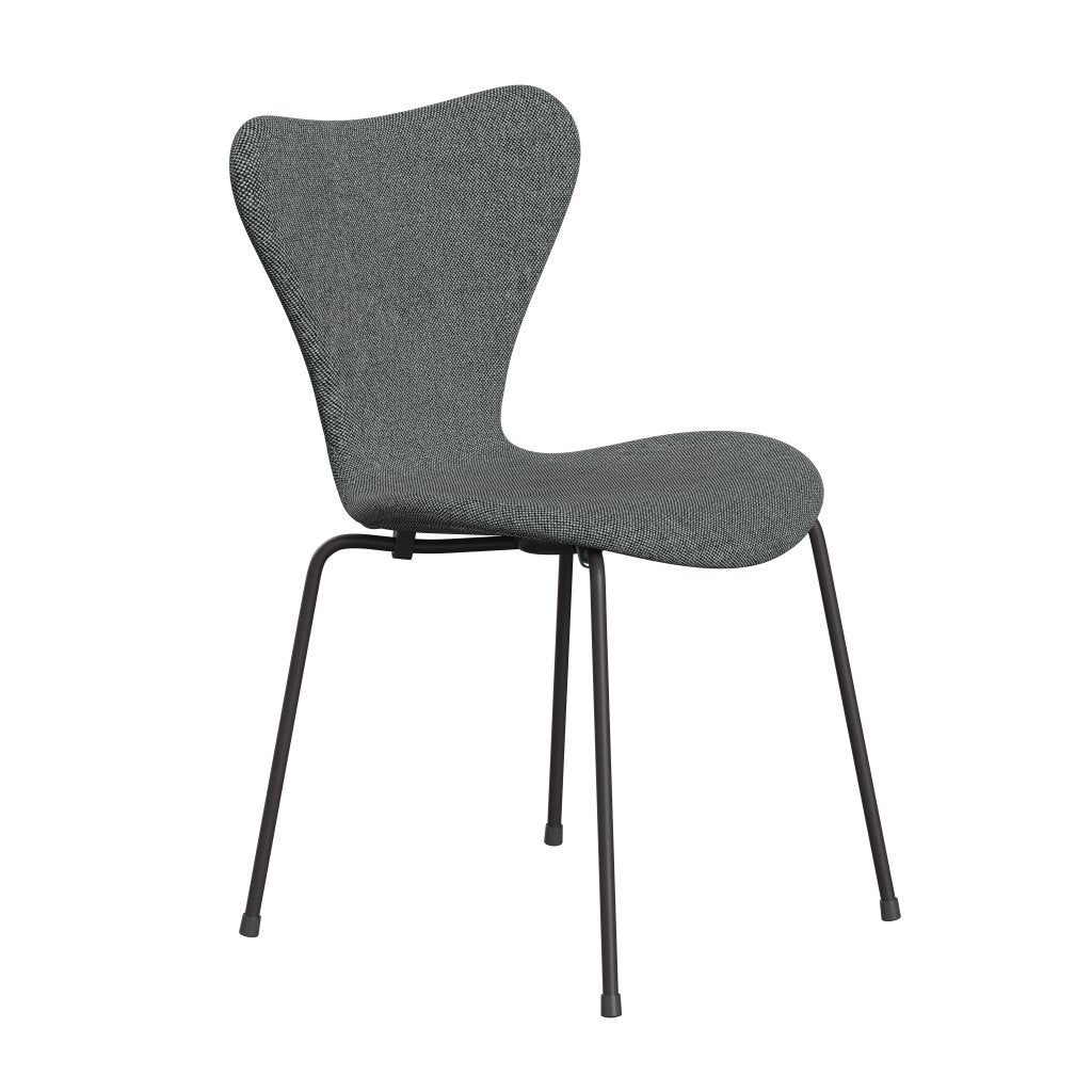 Fritz Hansen 3107 chaise complète complète, graphite chaud / Hallingdal blanc / marron