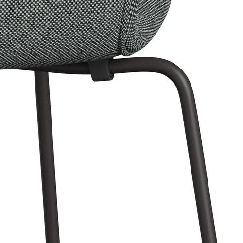 Fritz Hansen 3107 chaise complète complète, graphite chaud / Hallingdal blanc / marron