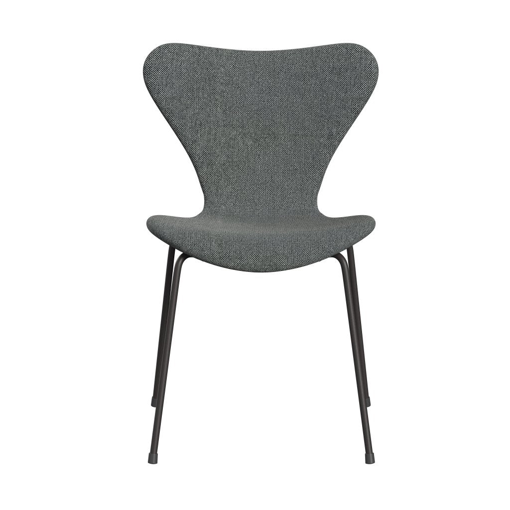 Fritz Hansen 3107 chaise complète complète, graphite chaud / Hallingdal blanc / marron