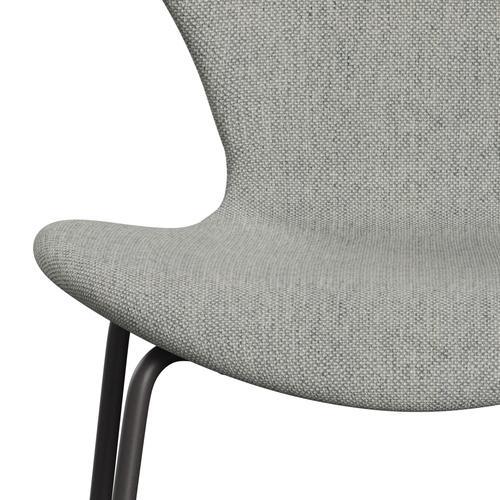 Fritz Hansen 3107 chaise complète complète, graphite chaud / Hallingdal blanc / gris