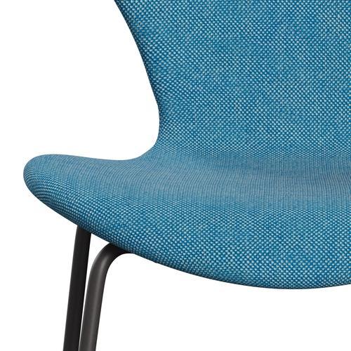 Fritz Hansen 3107 Stol Fuld polstring, varm grafit/Hallingdal hvid/turkis