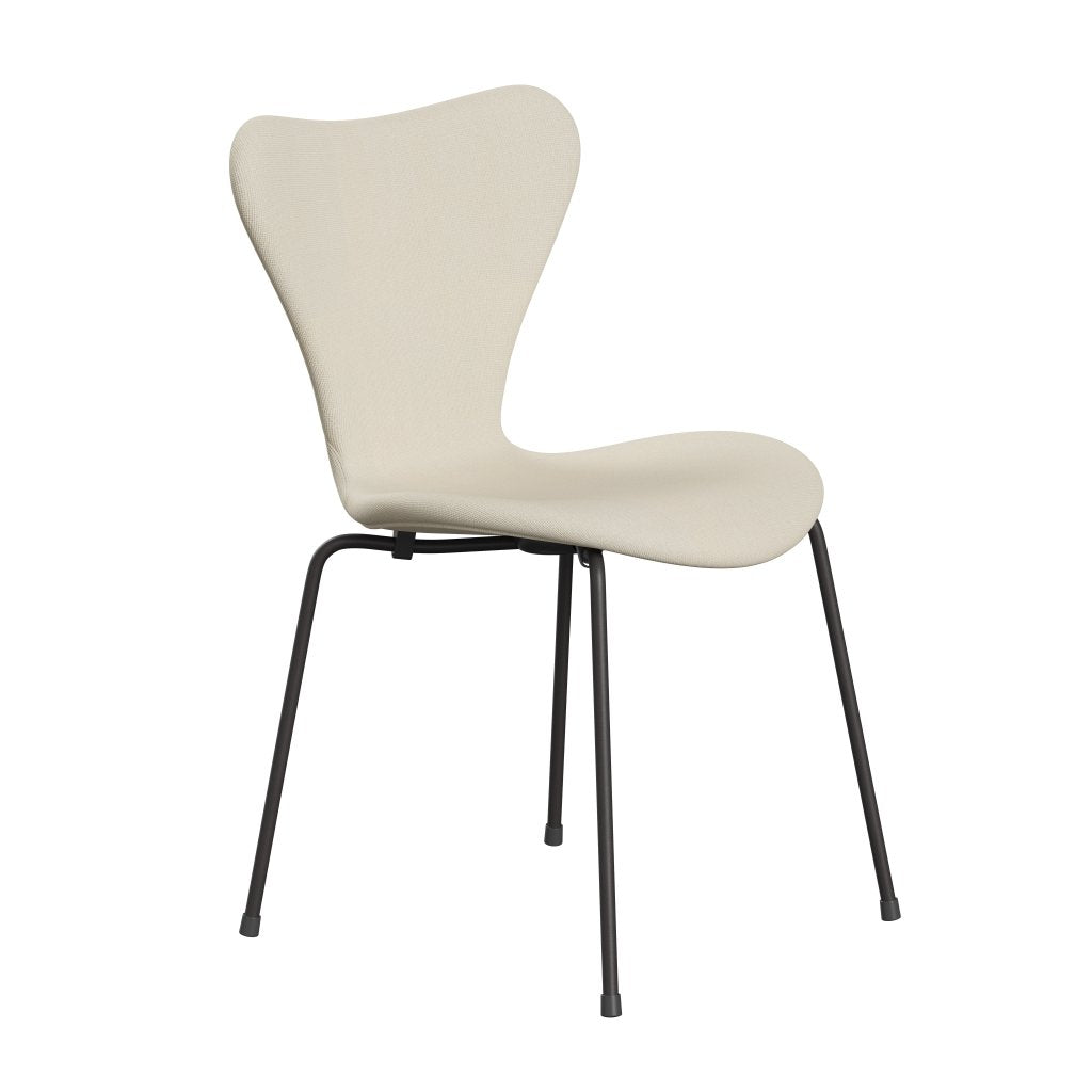 Fritz Hansen 3107 chaise pleine d'ameublement, graphite chaud / laine de Hallingdal blanc