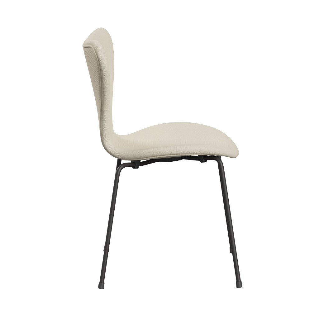 Fritz Hansen 3107 chaise pleine d'ameublement, graphite chaud / laine de Hallingdal blanc